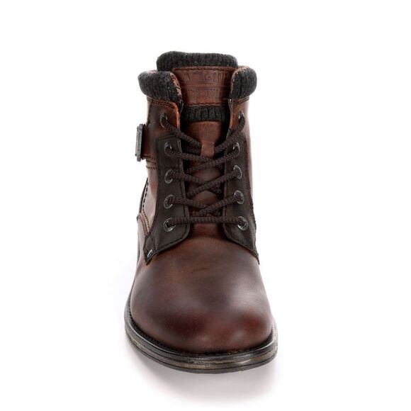 AM Shoes Mens Leather Plain Toe Lace Up Boots - Picture 3 of 7